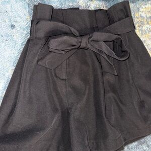 Allegra K Black High Waist Tie Shorts